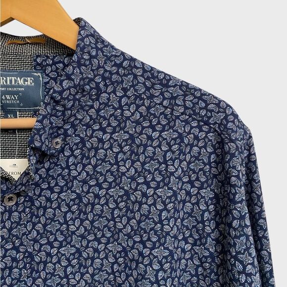 NWT Heritage by Report Collection Floral Printed Button-Down Shirt Men's XL Blue - Picture 5 of 15